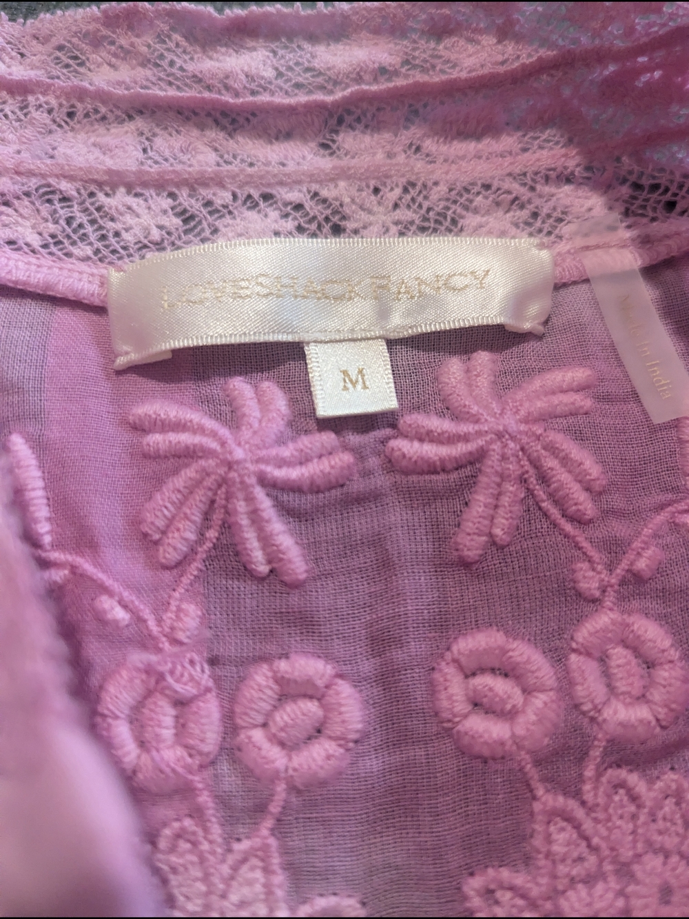 LoveShackFancy Ronda Pink Button-Down Embroidered Cotton Blouse - Picture 4 of 5